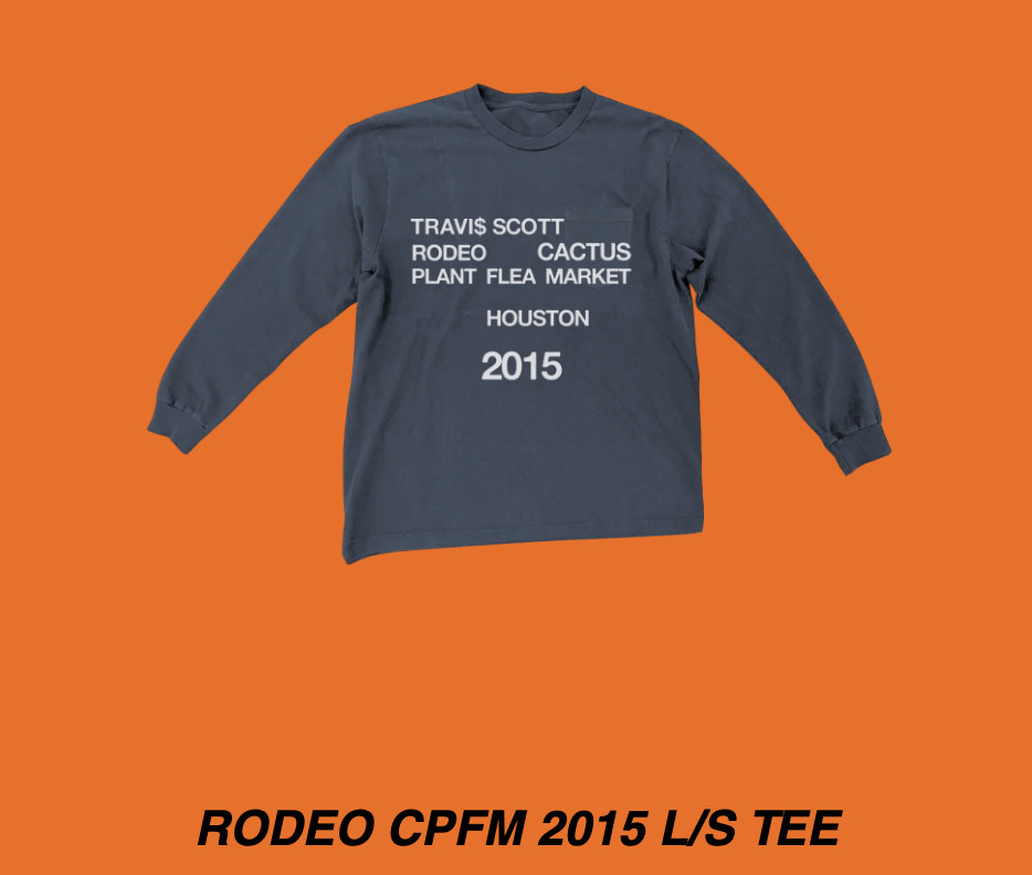 Gray long-sleeve tee with text: