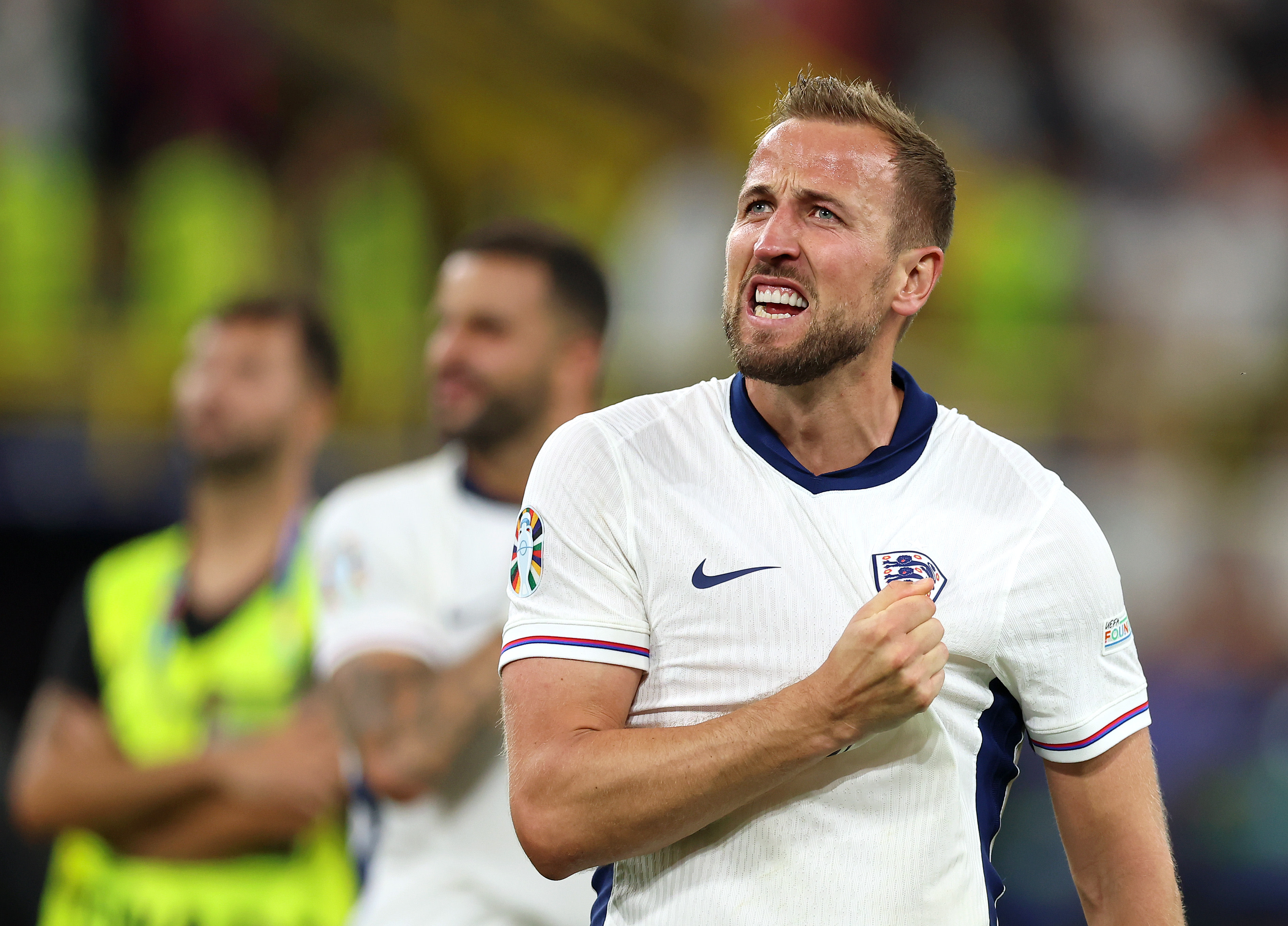 Harry Kane celebrates England's semifinal win at the 2024 Euro Cup. 